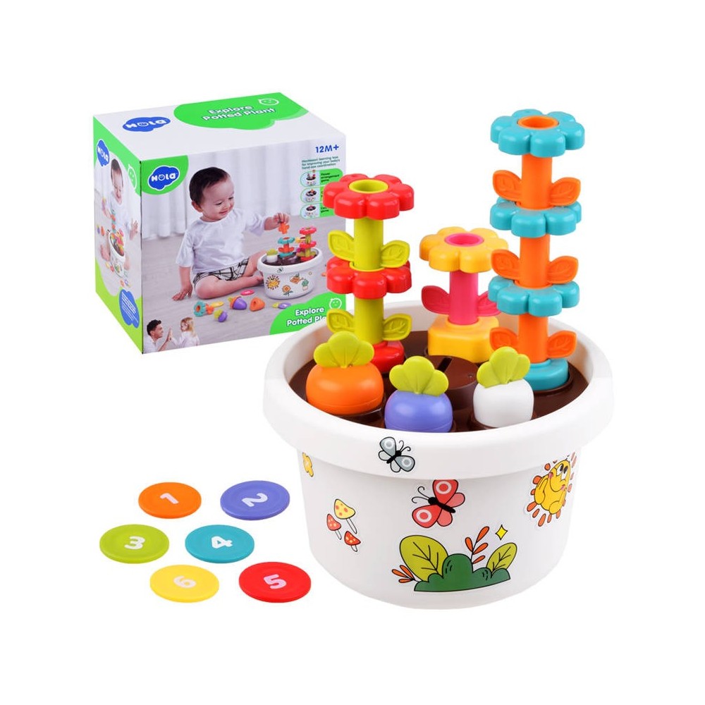 Holla Toys Interaktívna Sada Malý Záhradník s magnetickou mrkvou a s kvietkami + 6 žetónov, pre deti od 12 mesiacov