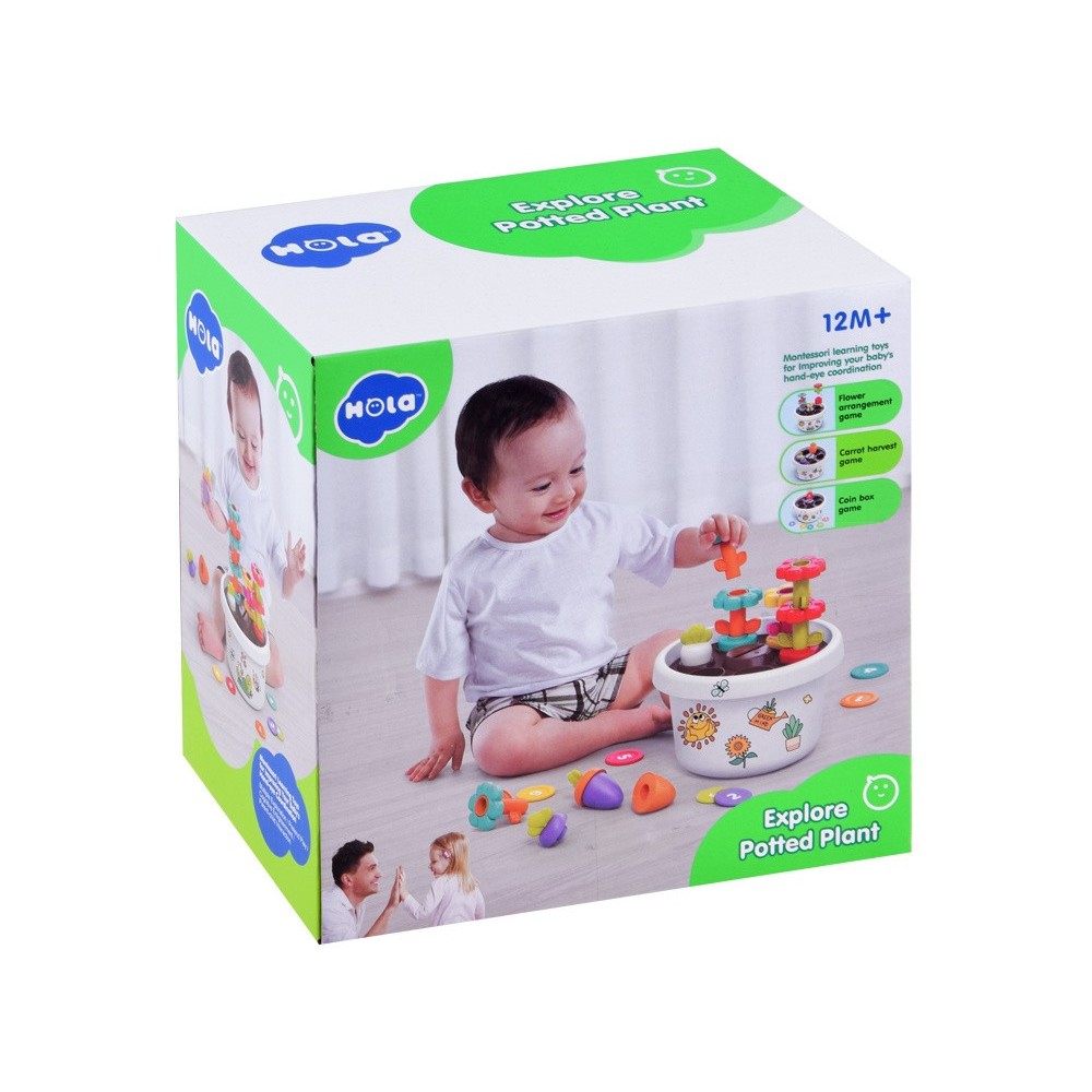 Holla Toys Interaktívna Sada Malý Záhradník s magnetickou mrkvou a s kvietkami + 6 žetónov, pre deti od 12 mesiacov