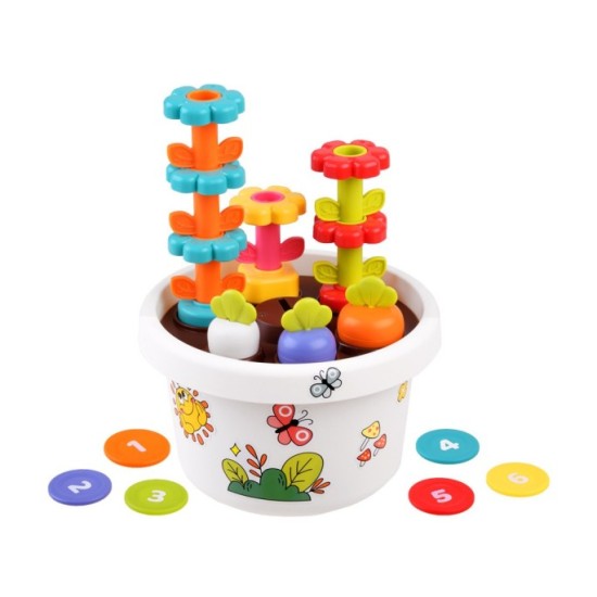 Holla Toys Interaktívna Sada Malý Záhradník s magnetickou mrkvou a s kvietkami + 6 žetónov, pre deti od 12 mesiacov