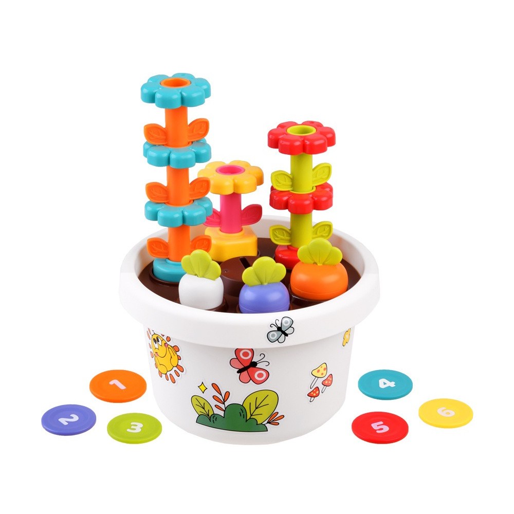 Holla Toys Interaktívna Sada Malý Záhradník s magnetickou mrkvou a s kvietkami + 6 žetónov, pre deti od 12 mesiacov
