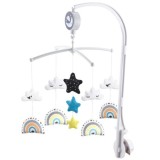 JOKO Detský Kolotoč nad Postieľku DÚHA, plyšové obláčiky a hviezdy + melódie