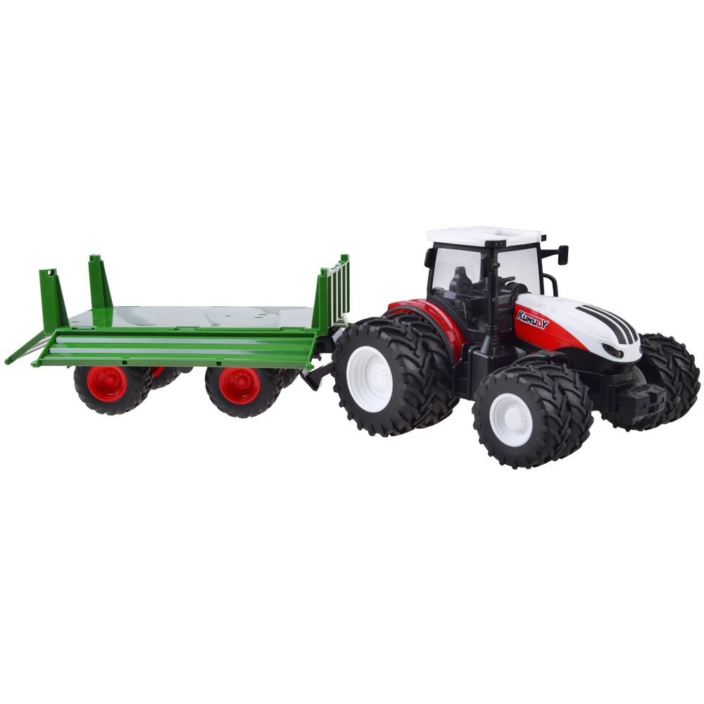 JOKO RC Traktor s Vlečkou na diaľkové ovládanie s vyklápacou vlečkou 42cm + svetlo, zelená vlečka