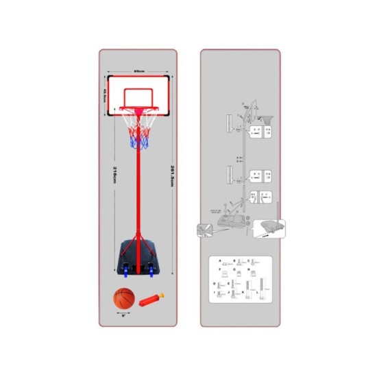 JOKO Basketbalový kôš 261cm na dvor + lopta + pumpa