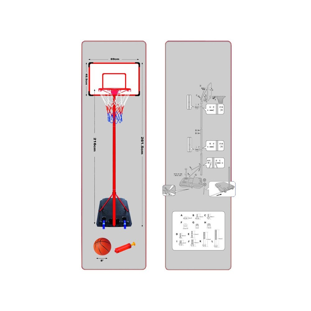 JOKO Basketbalový kôš 261cm na dvor + lopta + pumpa
