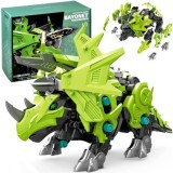 JOKO Stavebnica Dinosaurus Triceratops na batérie s pohybovými prvkami, model dinosaura, zelený