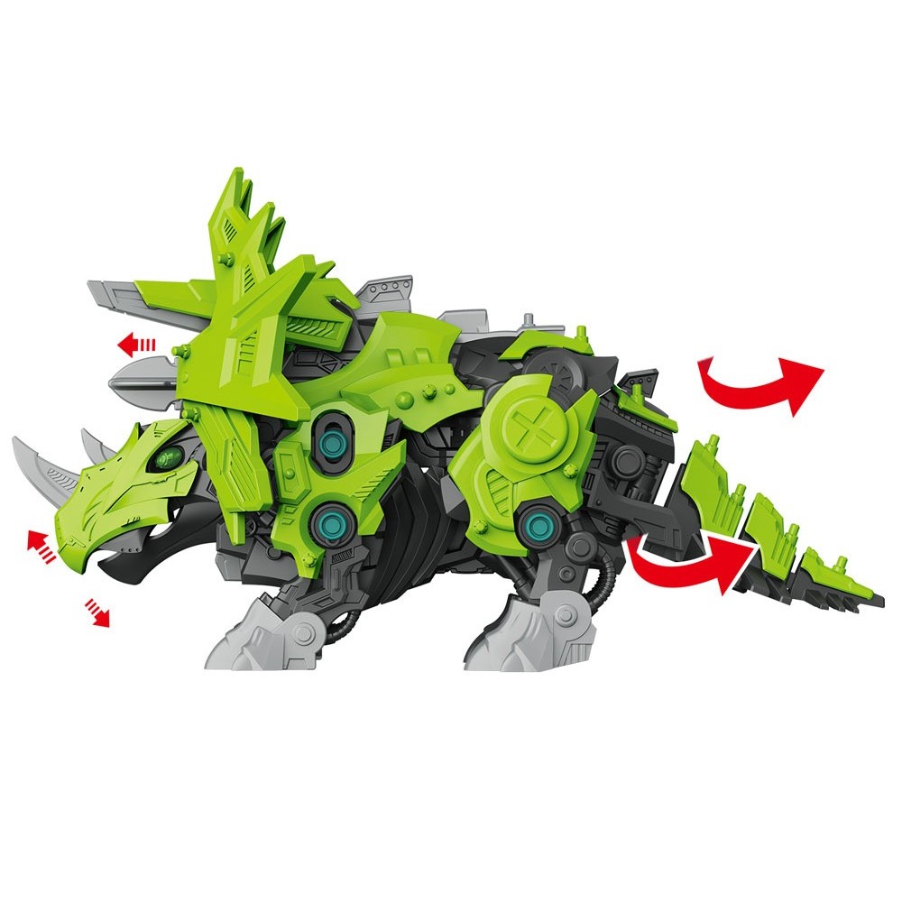JOKO Stavebnica Dinosaurus Triceratops na batérie s pohybovými prvkami, model dinosaura, zelený