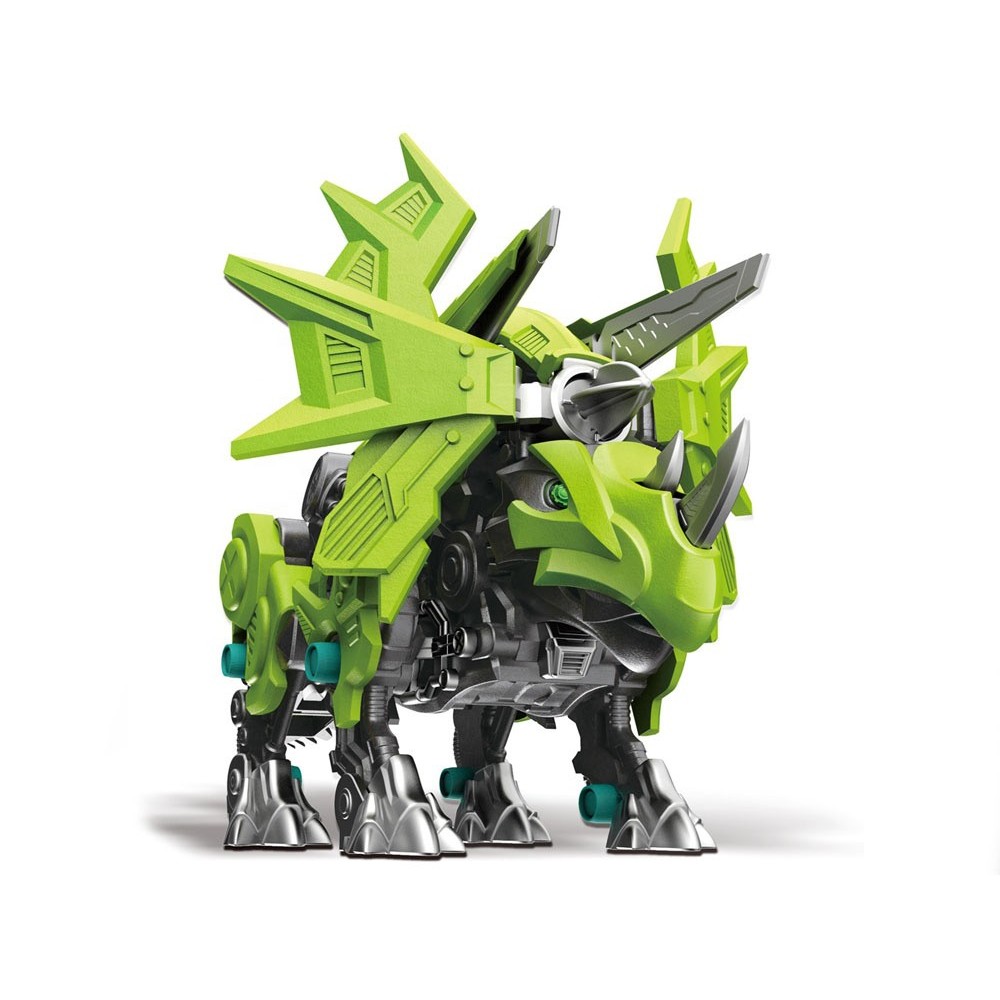 JOKO Stavebnica Dinosaurus Triceratops na batérie s pohybovými prvkami, model dinosaura, zelený