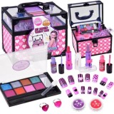 JOKO Detská Make Up sada + Laky na nechty + Umelé nechty + kozmetický kufrík + prstene