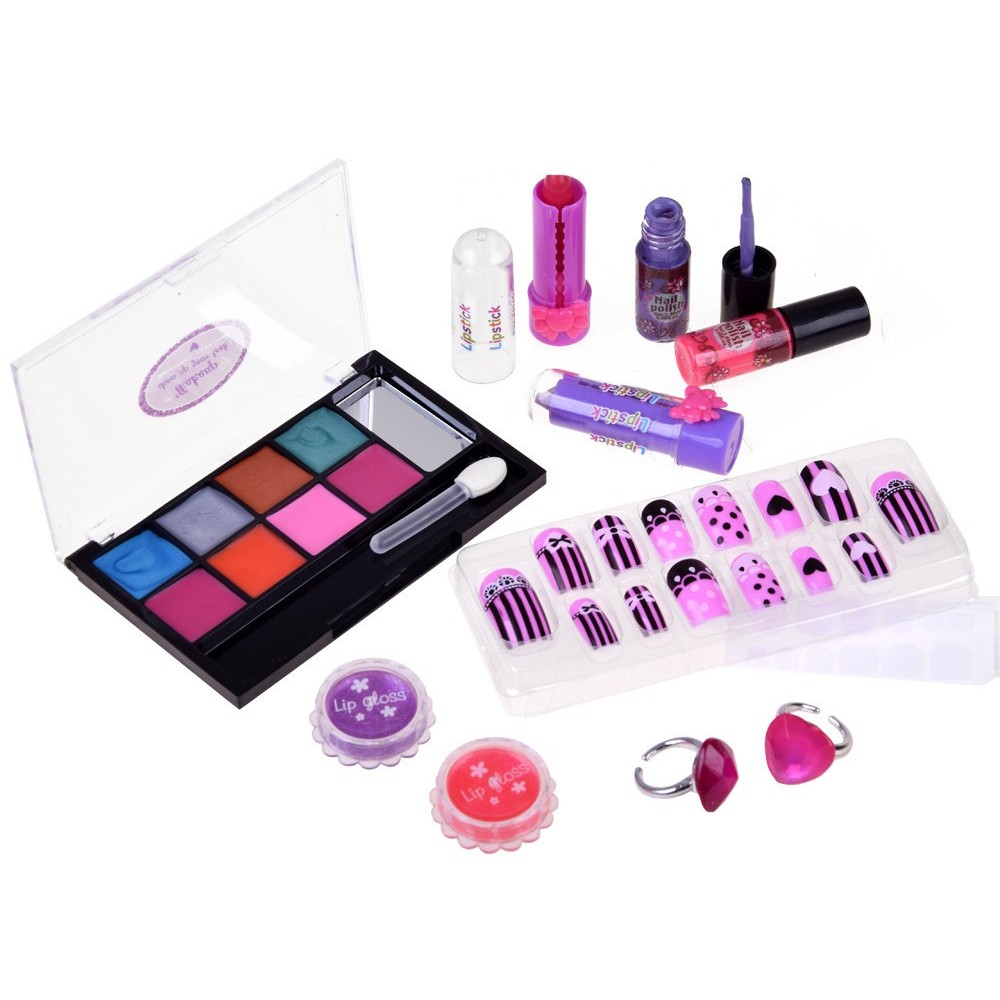 JOKO Detská Make Up sada + Laky na nechty + Umelé nechty + kozmetický kufrík + prstene