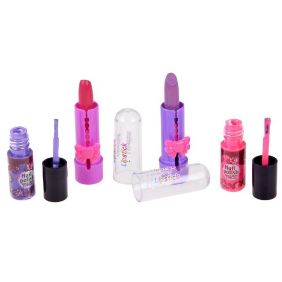 JOKO Detská Make Up sada + Laky na nechty + Umelé nechty + kozmetický kufrík + prstene