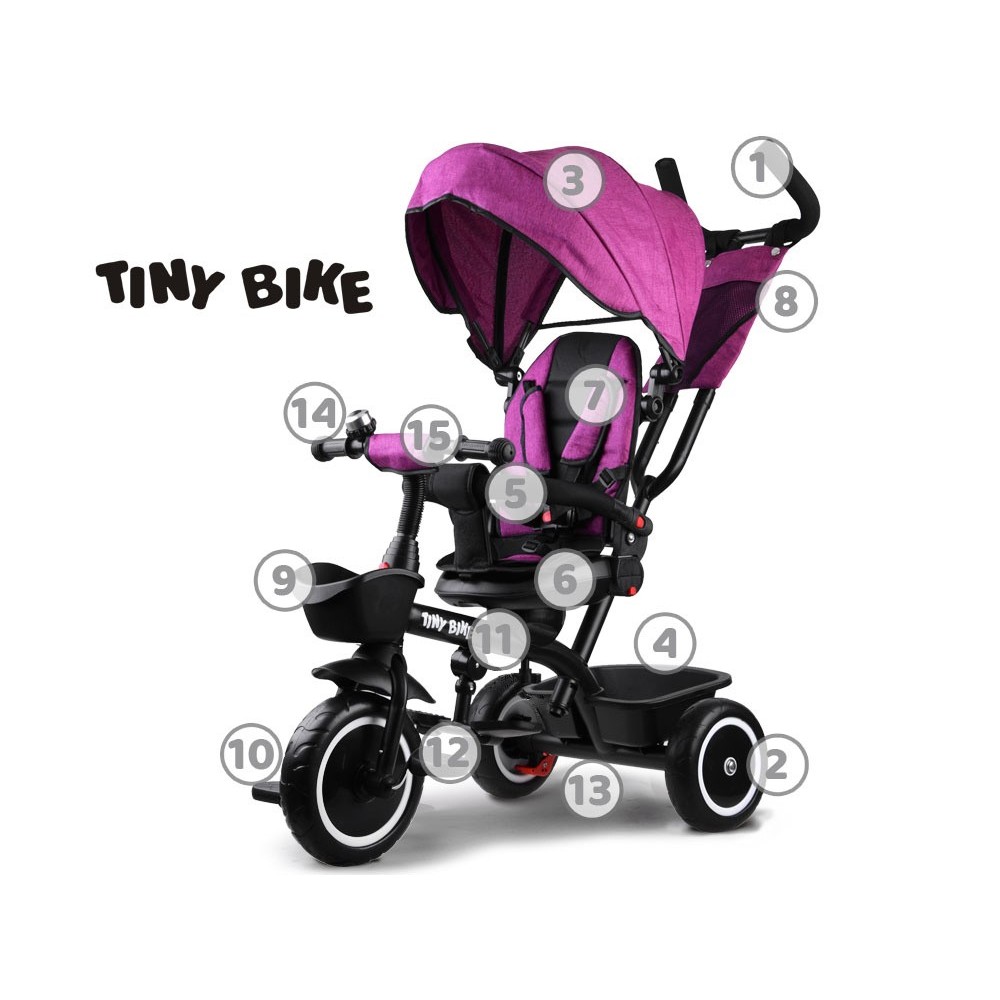 Tiny Bike Detský bicykel, trojkolka 3v1 od 6 mesiacov do 5 rokov, ružový