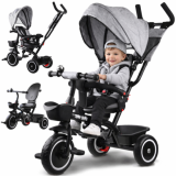 Tiny Bike Detský bicykel, trojkolka 3v1 od 6 mesiacov do 5 rokov, sivý