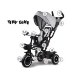 Tiny Bike Detský bicykel, trojkolka 3v1 od 6 mesiacov do 5 rokov, sivý