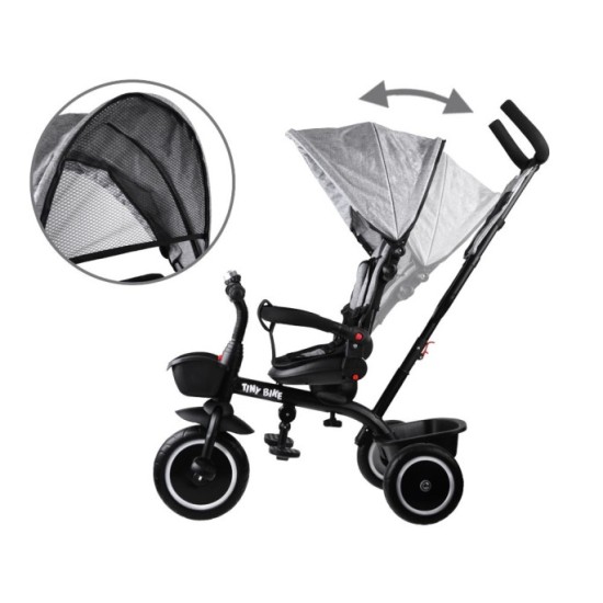 Tiny Bike Detský bicykel, trojkolka 3v1 od 6 mesiacov do 5 rokov, sivý