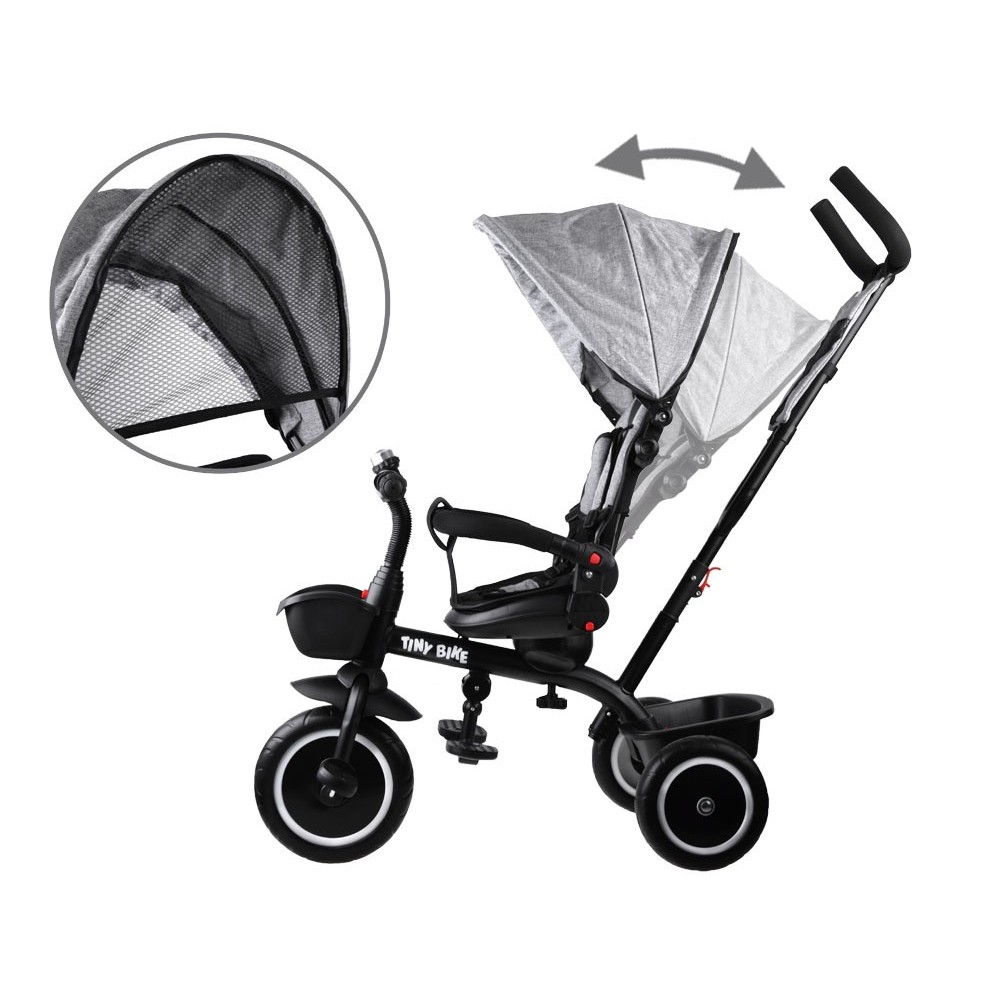 Tiny Bike Detský bicykel, trojkolka 3v1 od 6 mesiacov do 5 rokov, sivý