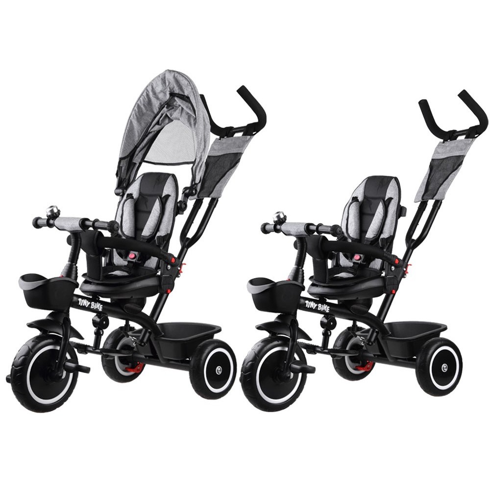 Tiny Bike Detský bicykel, trojkolka 3v1 od 6 mesiacov do 5 rokov, sivý