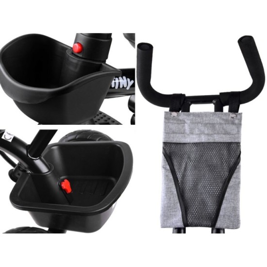 Tiny Bike Detský bicykel, trojkolka 3v1 od 6 mesiacov do 5 rokov, sivý