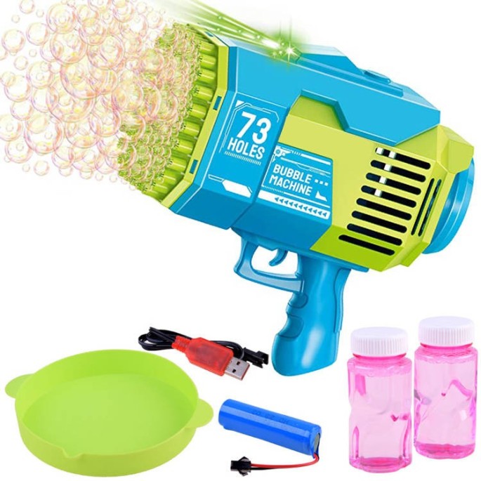JOKO Bublifuková pištoľ Bazooka + USB nabíjačka, modrá