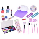 JOKO Detská Kozmetická Sada Make Up a Umelé Nechty + Lampa na sušenie nechtov na batérie + Kozmetický Kufrík, ružový