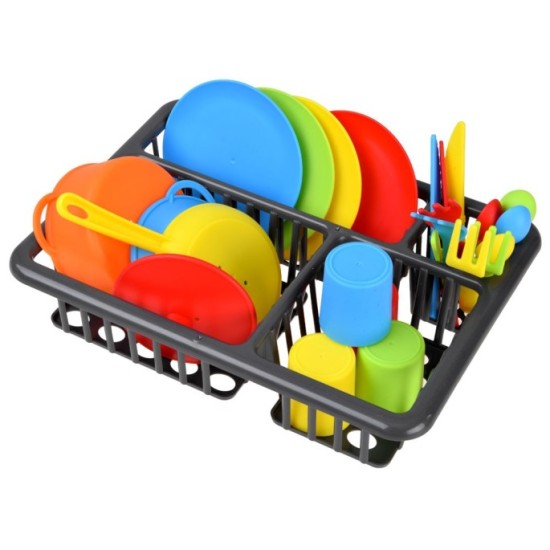 JOKO Detská sada Kuchynského riadu 27ks, taniere, poháre, príbory, hrniec + odkvapkávač na riad