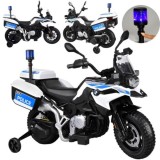 JOKO Elektrická Motorka BMW Polícia s Majákom , penové kolesá + 2 otváracie kufre, biela