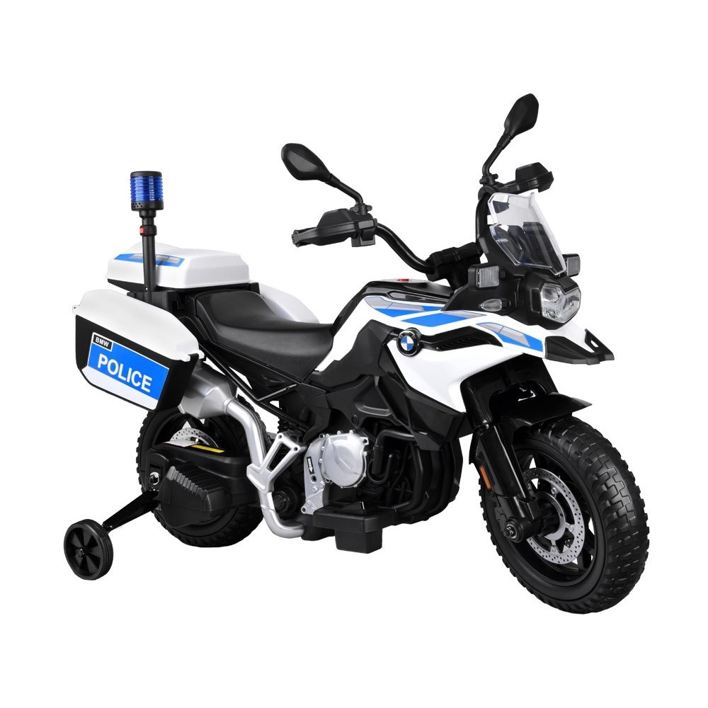 JOKO Elektrická Motorka BMW Polícia s Majákom , penové kolesá + 2 otváracie kufre, biela
