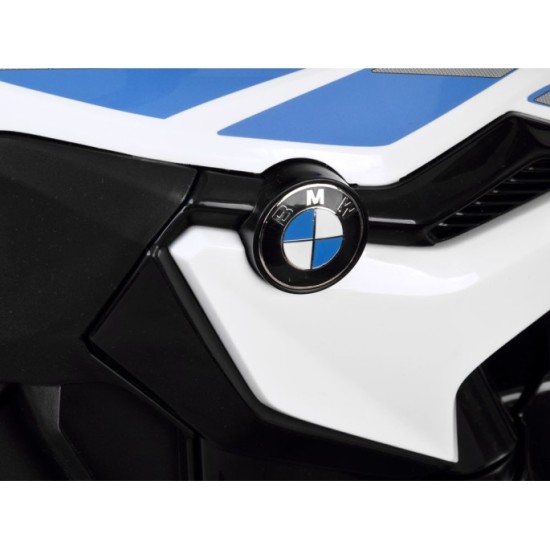 JOKO Elektrická Motorka BMW Polícia s Majákom , penové kolesá + 2 otváracie kufre, biela