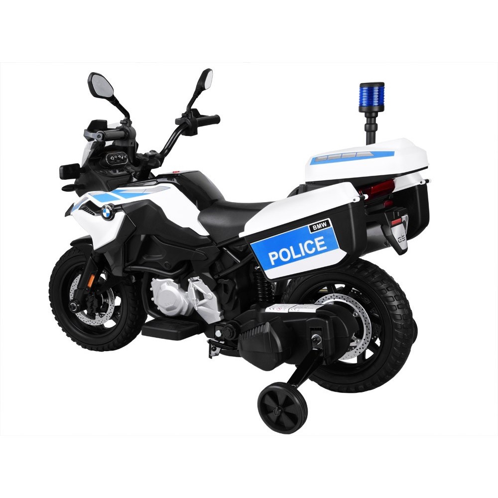JOKO Elektrická Motorka BMW Polícia s Majákom , penové kolesá + 2 otváracie kufre, biela