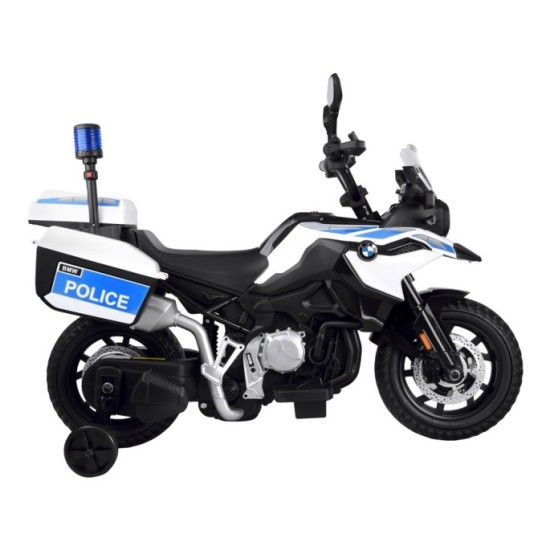 JOKO Elektrická Motorka BMW Polícia s Majákom , penové kolesá + 2 otváracie kufre, biela