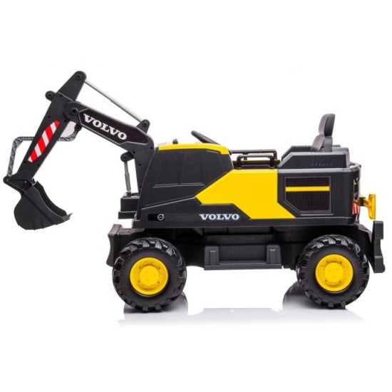 JOKO Elektrický traktor Bager VOLVO, penové kolesá, FM rádio, diaľkové ovládanie, žltý