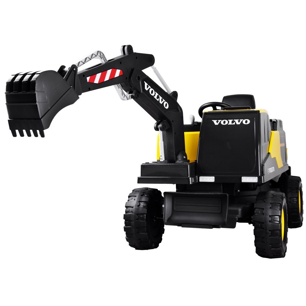 JOKO Elektrický traktor Bager VOLVO, penové kolesá, FM rádio, diaľkové ovládanie, žltý