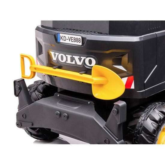 JOKO Elektrický traktor Bager VOLVO, penové kolesá, FM rádio, diaľkové ovládanie, žltý
