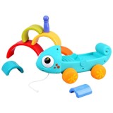 HOLA Toys Dúhový Chameleón na ťahanie, Puzzle montessori, dúhová veža, 18m+