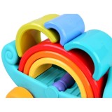 HOLA Toys Dúhový Chameleón na ťahanie, Puzzle montessori, dúhová veža, 18m+