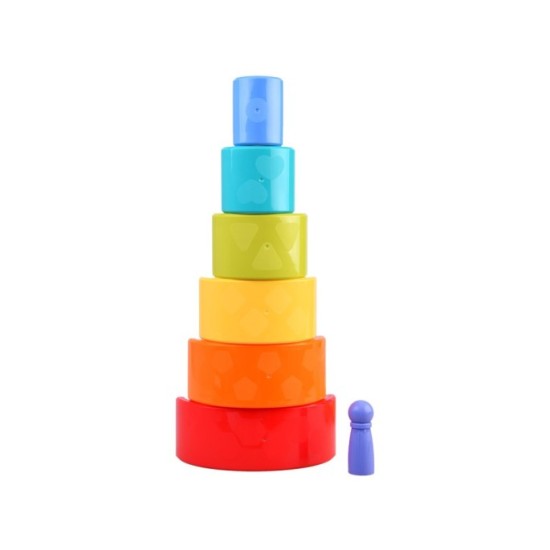 HOLA Toys Dúhový Chameleón na ťahanie, Puzzle montessori, dúhová veža, 18m+