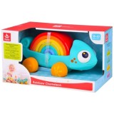 HOLA Toys Dúhový Chameleón na ťahanie, Puzzle montessori, dúhová veža, 18m+