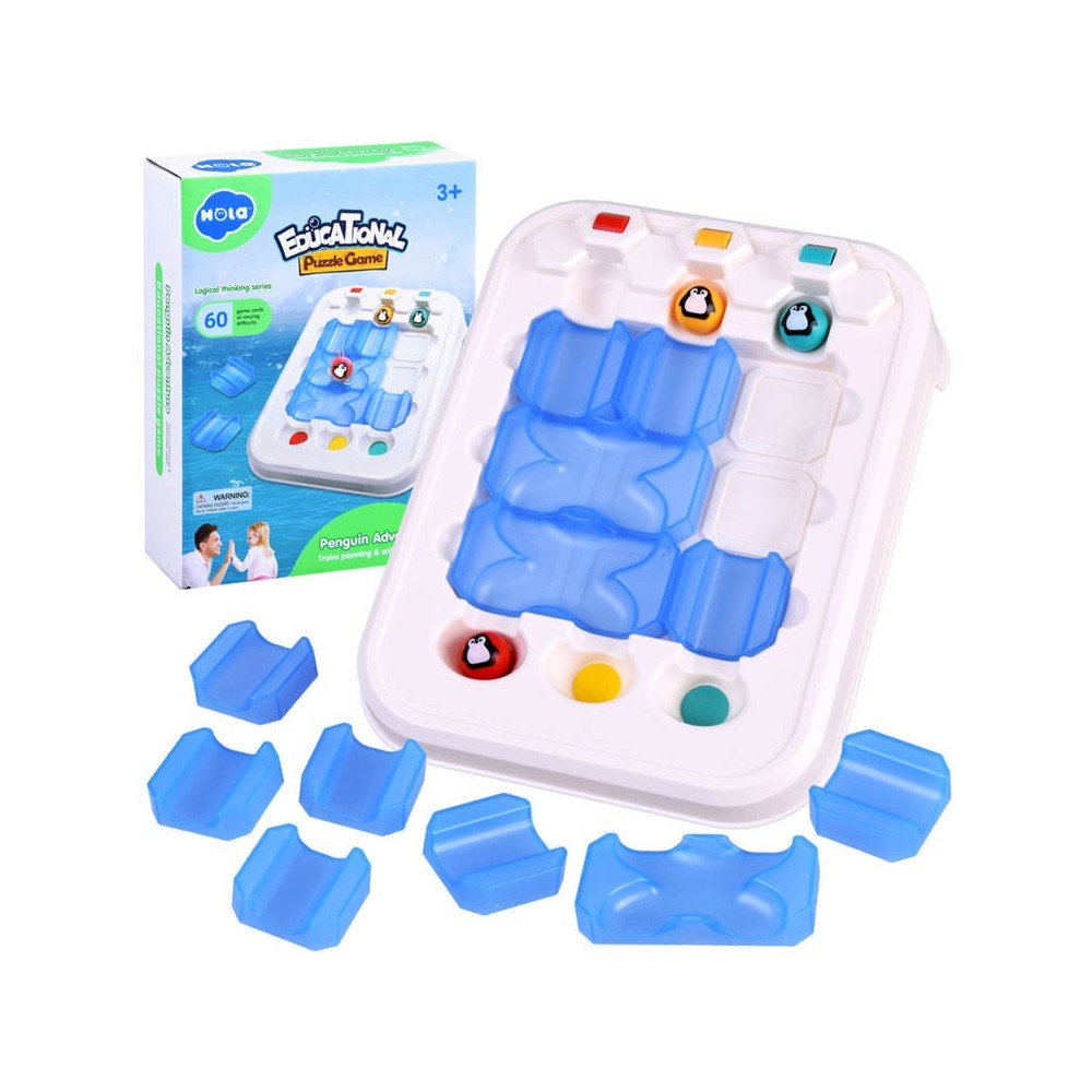 HOLA Toys Logická, vzdelávacia hra Puzzle Bludisko Dobrodružstvo s Tučniakmi