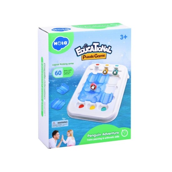 HOLA Toys Logická, vzdelávacia hra Puzzle Bludisko Dobrodružstvo s Tučniakmi
