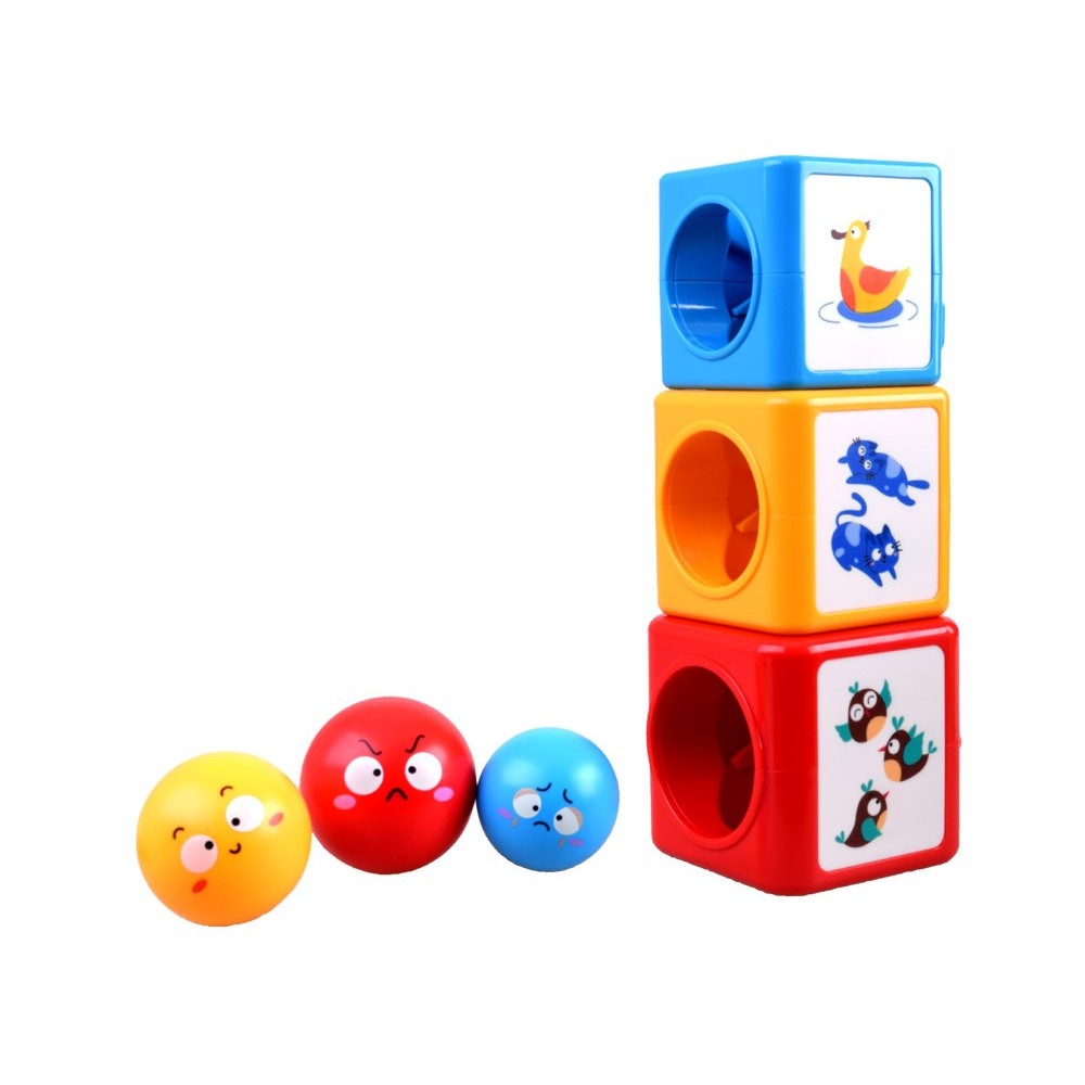 HOLA Toys Pyramída s loptičkami a obrázkami, triediaca veža pre deti od 9 mesiacov