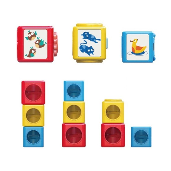 HOLA Toys Pyramída s loptičkami a obrázkami, triediaca veža pre deti od 9 mesiacov
