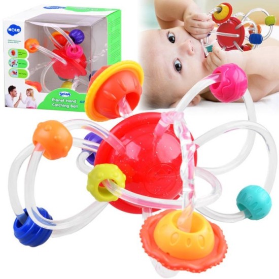 HOLA Toys Silikónové Hryzátko Planéty 2v1 pre deti
