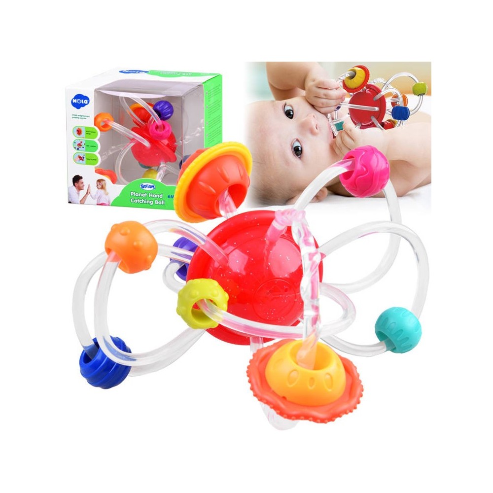 HOLA Toys Silikónové Hryzátko Planéty 2v1 pre deti