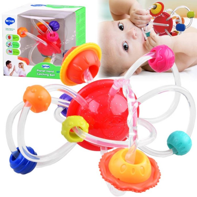HOLA Toys Silikónové Hryzátko Planéty 2v1 pre deti