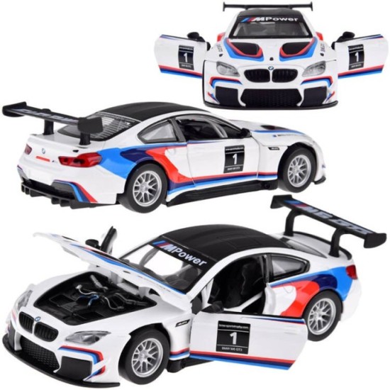 JOKO Kovový Model Autíčka Športové BMW M6 GT3 1:32 so svetlom a zvukom, biele