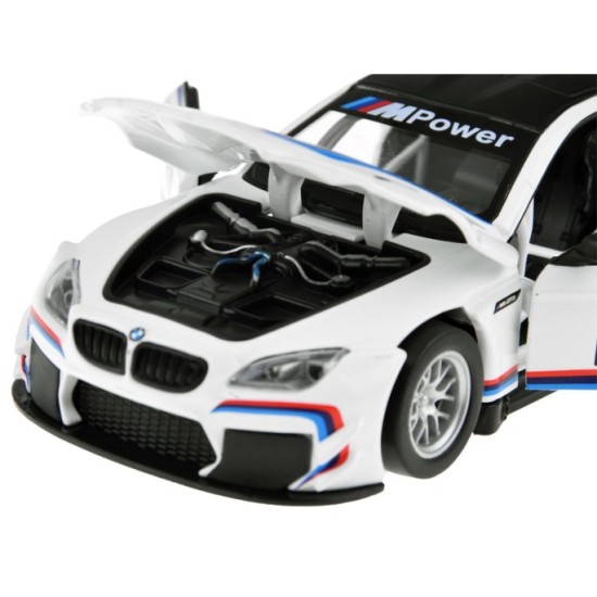 JOKO Kovový Model Autíčka Športové BMW M6 GT3 1:32 so svetlom a zvukom, biele