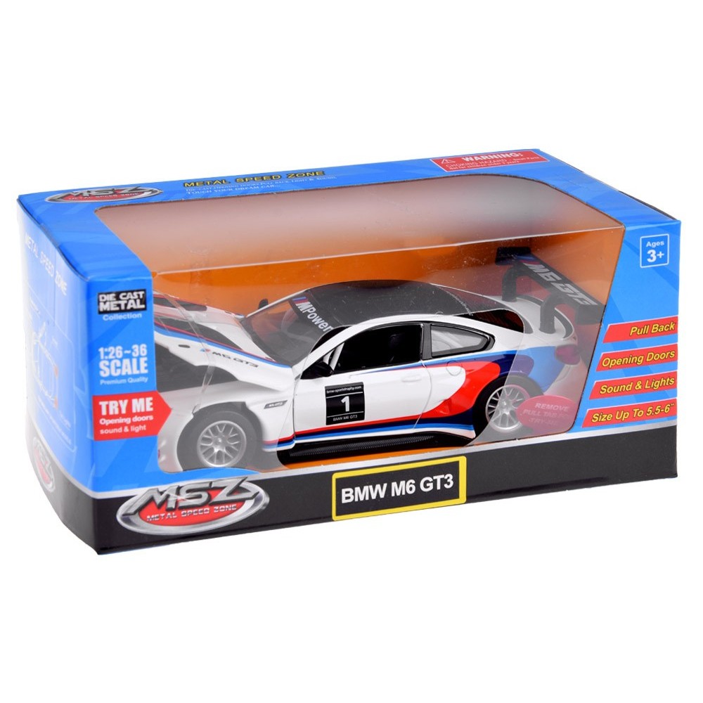 JOKO Kovový Model Autíčka Športové BMW M6 GT3 1:32 so svetlom a zvukom, biele