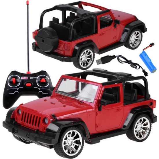 JOKO RC Autíčko Jeep na diaľkové ovládanie so svetlom 25,5cm, červené