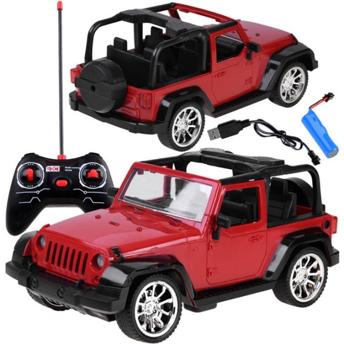 JOKO RC Autíčko Jeep na diaľkové ovládanie so svetlom 25,5cm, červené