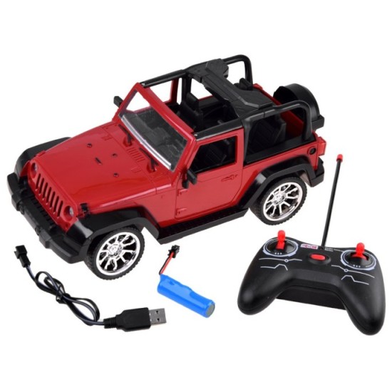 JOKO RC Autíčko Jeep na diaľkové ovládanie so svetlom 25,5cm, červené