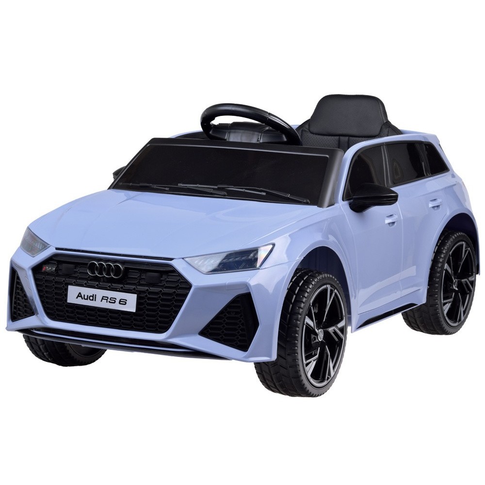 JOKO Elektrické autíčko AUDI RS 6, penové kolesá, kožené sedadlo, USB a MP3 vstup, modré
